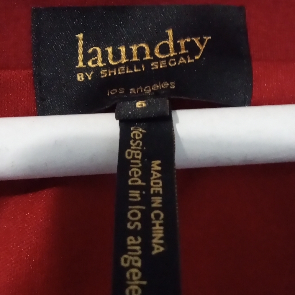 Laundry By Shelli Segal Red Sheath Midi Dress V-Neck - Picture 3 of 5